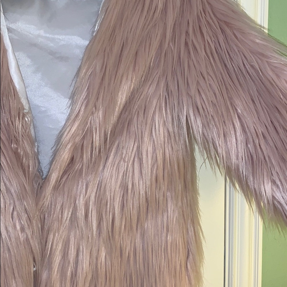 Faux fur pink coat